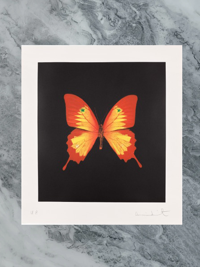 Red, Yellow Swallowtail and green spots (Unique), 2008 by  Damien Hirst