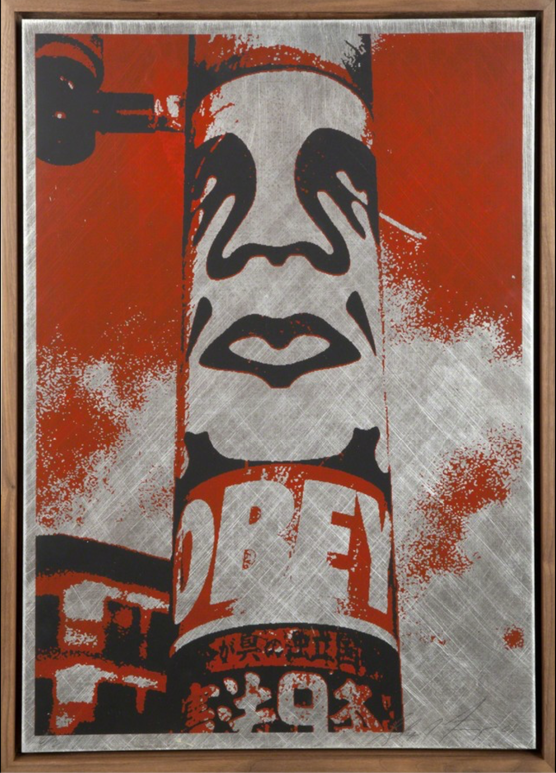 Obey Pole (on Metal), 2001 by  Shepard Fairey